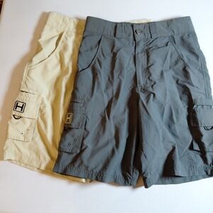 Lot Of 2 Heybo Shorts 28 Mens Boys Cargo Nylon Fishing Hiking Adjustable Waist